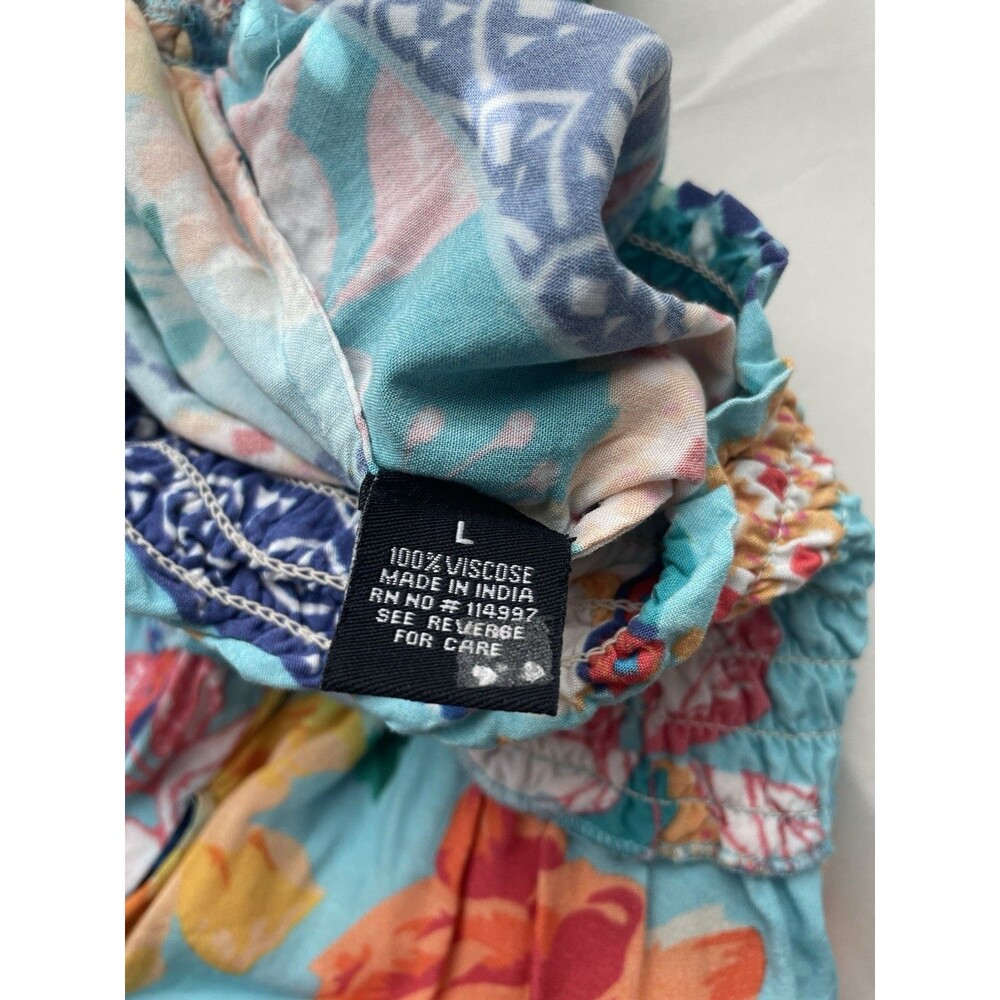 Tolani Collection Wide Leg Pull On Large Multicolor Capris Boho Festival Smocked - Picture 4 of 7
